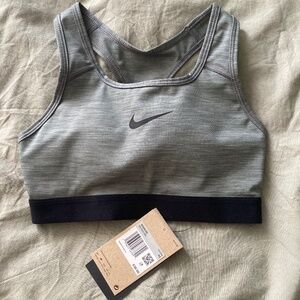 Nike Women's Swoosh Padded Sports Bra XS Gray/Black BV3902-084 NWT
